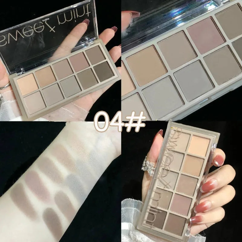 10-Color Eyeshadow Palette - Matte and Shimmer Waterproof Makeup