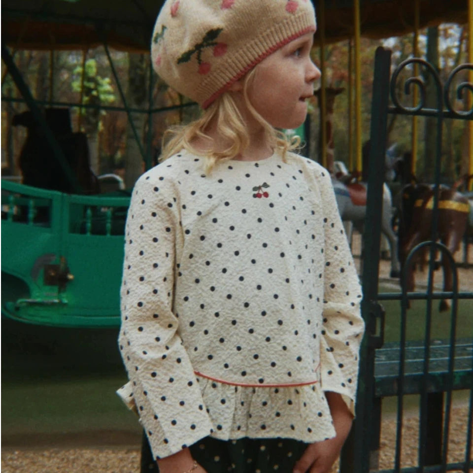 Summer 2026 Ks Girls Polka Dot Print Dress Girl Vacation Long Sleeved Tops Pants Kids Preppy Style Dresses Children Clothes Set