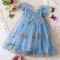 Floral Mesh Ball Gown Dress For Baby Girls Princess Style With Full Skirt And Floral Applique