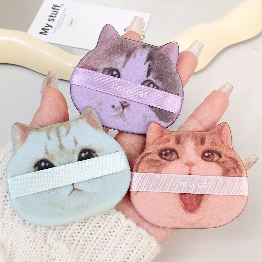 Cute Cartoon Cat Cosmetic Puff Dry Wet Dual-Use Double Side Makeup Puffs Air Cushion Foundation Concealer Cream Powder Sponge