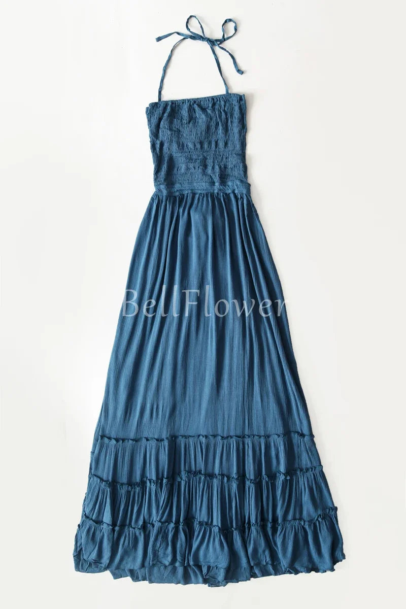 Beach Sexy Boho Maxi Dress Summer Women Backless VERGOODR Smock Holiday Lace Up Cotton Long Dresses Hippie Free Shipping
