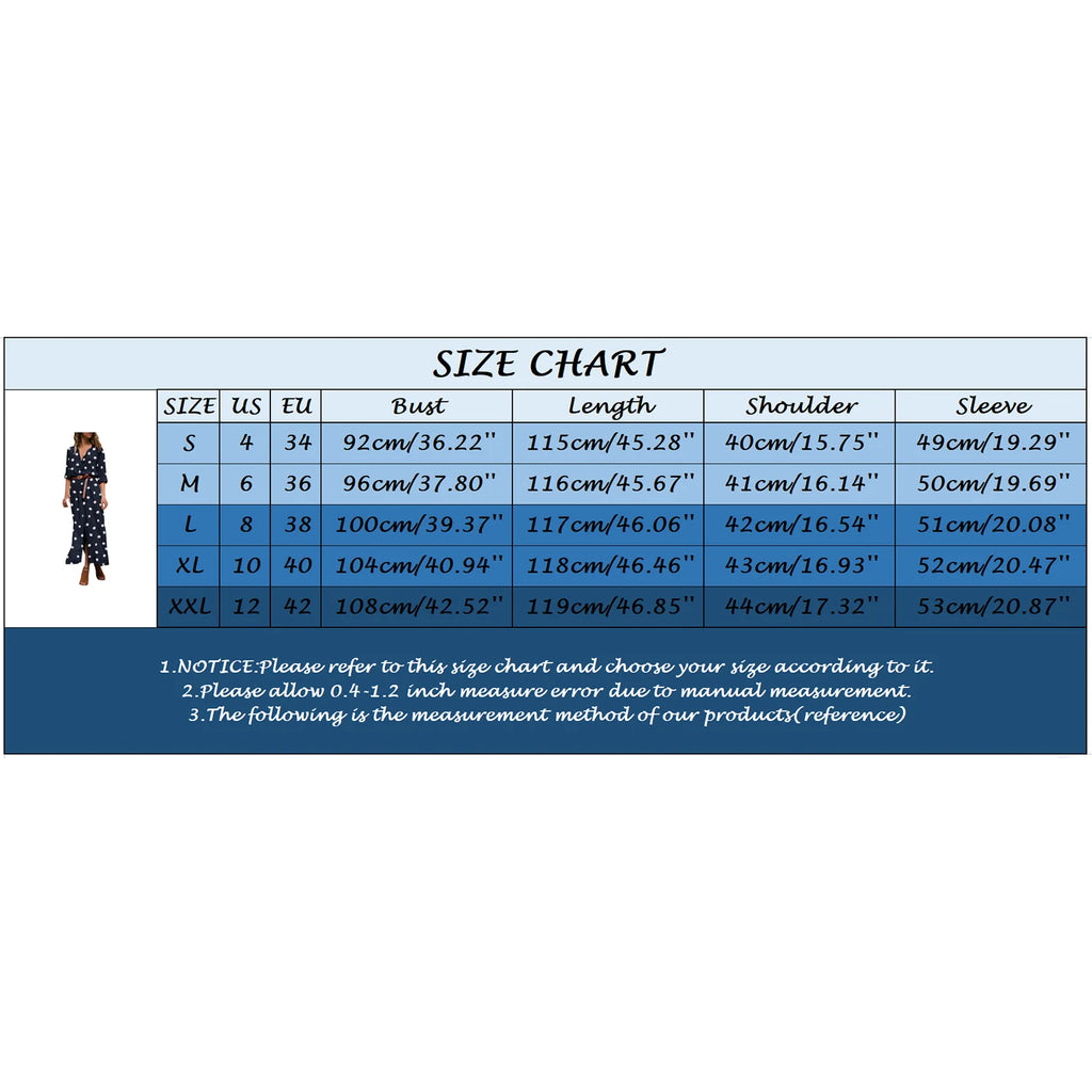 Summer Polka Dot Print Maxi Dress Women's Button Up Split Flowy Shirt Long Dresses Slim Long Sleeve Shirts Dresses With Belt