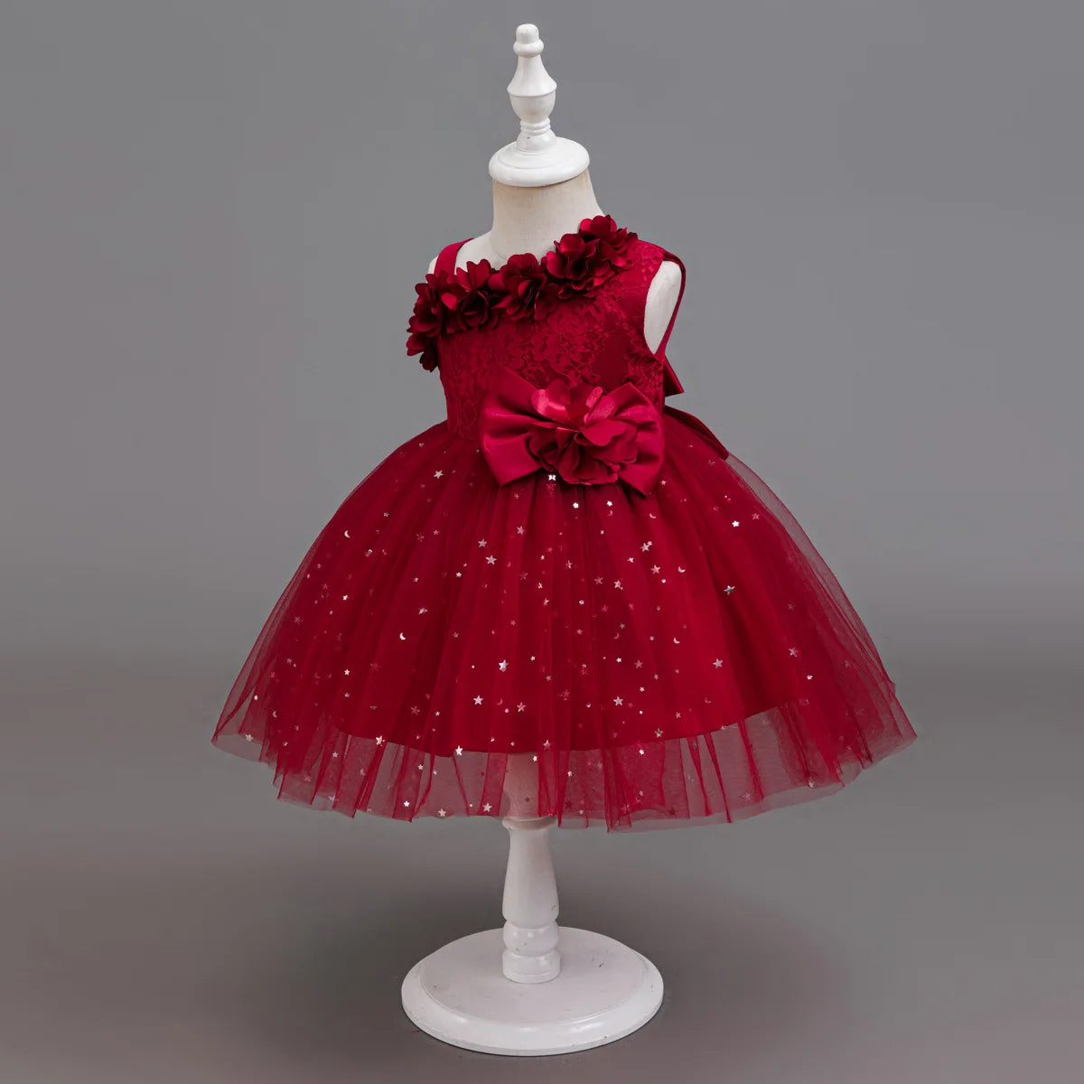 HETISO Baby Girls Dress Sling Elegant Kids Star Printed Birthday Party Ball Gown Children Costume Gown 6M-3 Years
