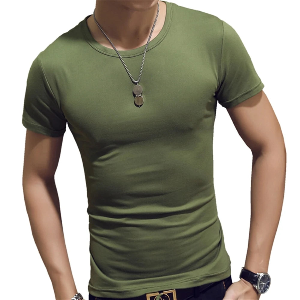 Mens Slim Fit T Shirt Short Sleeve 7 Color Streetwear Gym Tee For Men Breathable Moisture Wicking