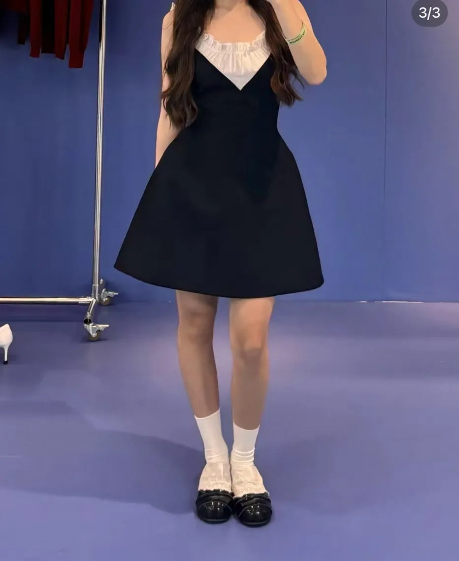 Sweet And Elegant Floral Trim Collar Dress Versatile Splicing Style Casual A-Line Skirt Suitable for All Seasons Shanghai Origin