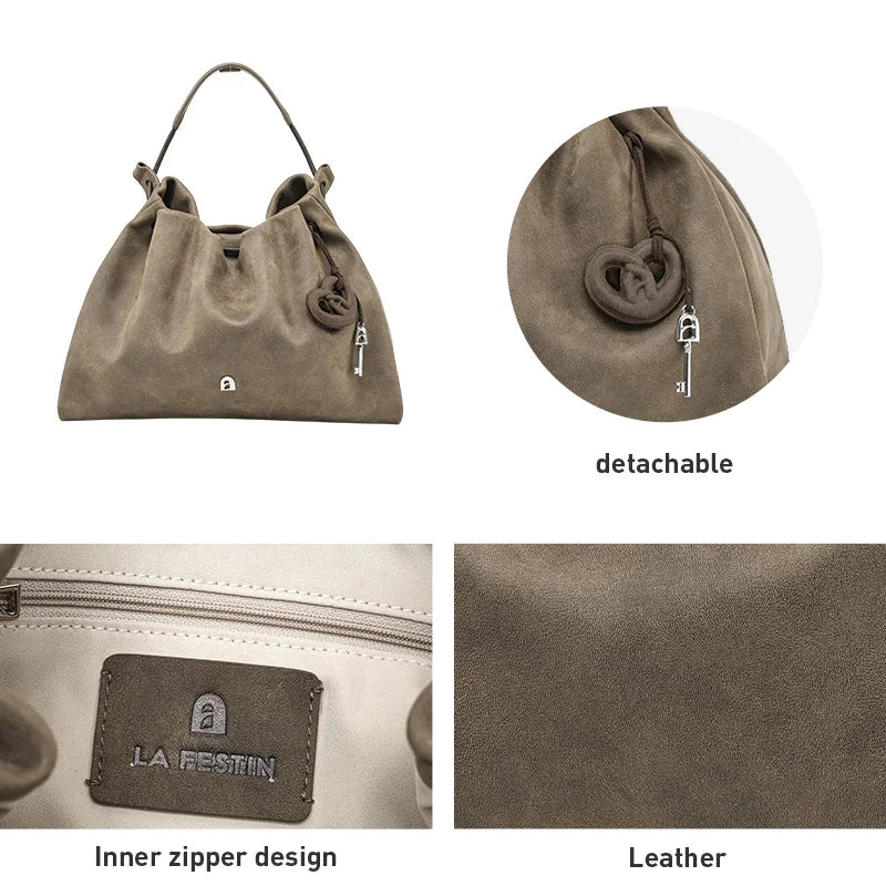 LA FESTIN Original Brand Women's Bag 2025 New Fashion Leather Shoulder Bag Lady Handbag Large Capacity Bag Crossbody Bag