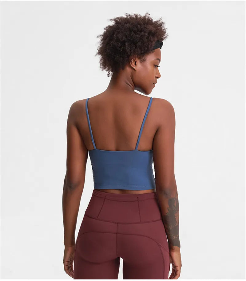 Solid Color Women Sports Bra Comprehensive Training Shockproof Halter Soft Sports Fitness Top Gym Yoga Chest Pad Comprehensive
