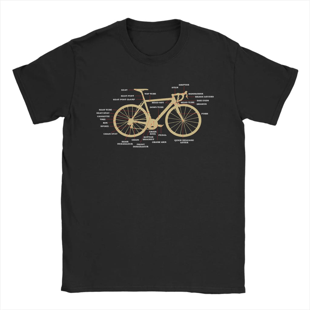 Casual T Shirt Summer Bicycle Cycling Anatomy Road Bike Parts Biking Cyclist Fashion T-Shirts for Men Short Sleeve Clothes