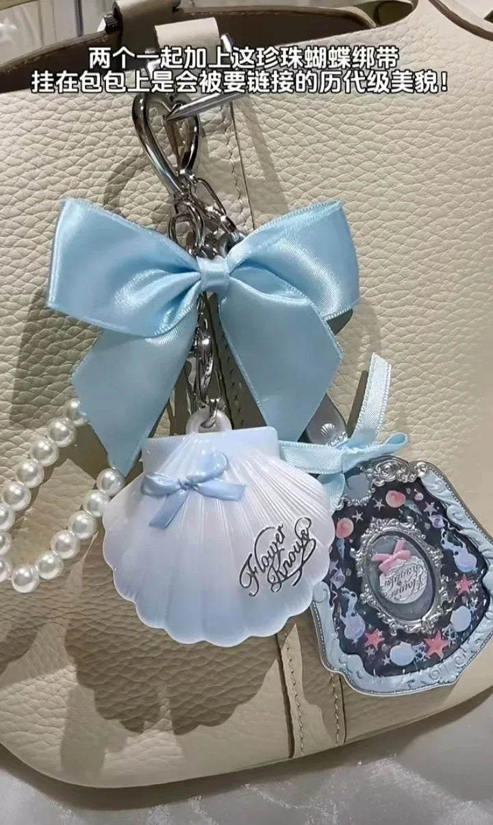 Flower Know Knight Unicorn Mini Mirror Pendant Shell Pearl Blue Mini Mirror Pendant