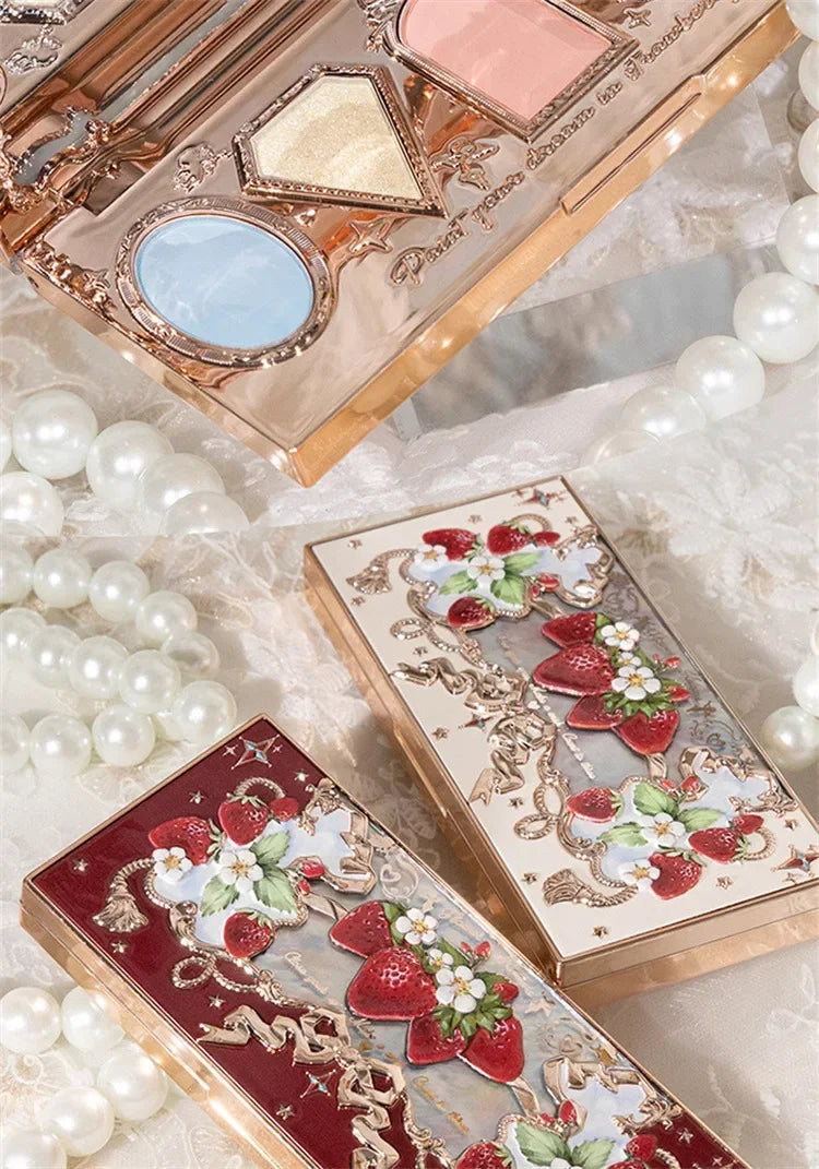 Flower Knows Series Shell Strawberry Angel Moonlight Mermaid Jewel Eyeshadow Palette 5 Colors Pearlescent Mashed Potatoes