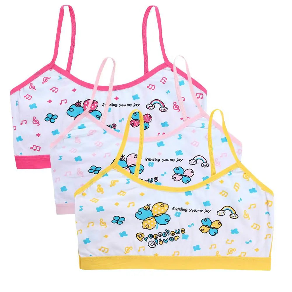 3pcs Teenage Girls Training Bras Cotton Floral Camisole Undershirts