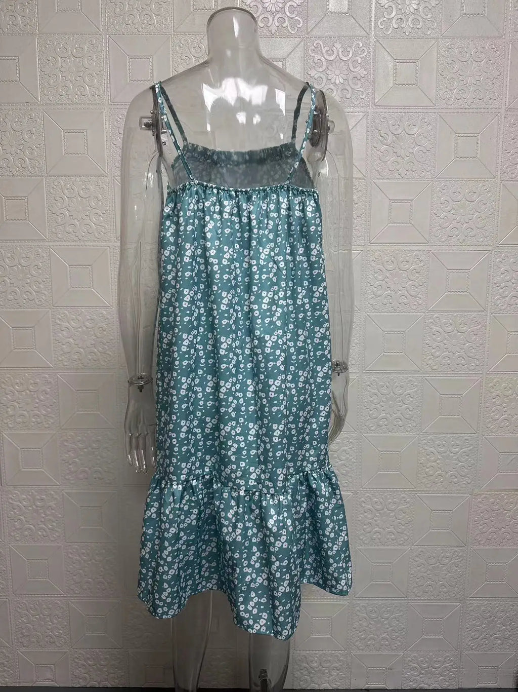 Summer New Floral Sleeveless Spaghetti Strap Tank Flowy Midi Dress Women Casual EU US