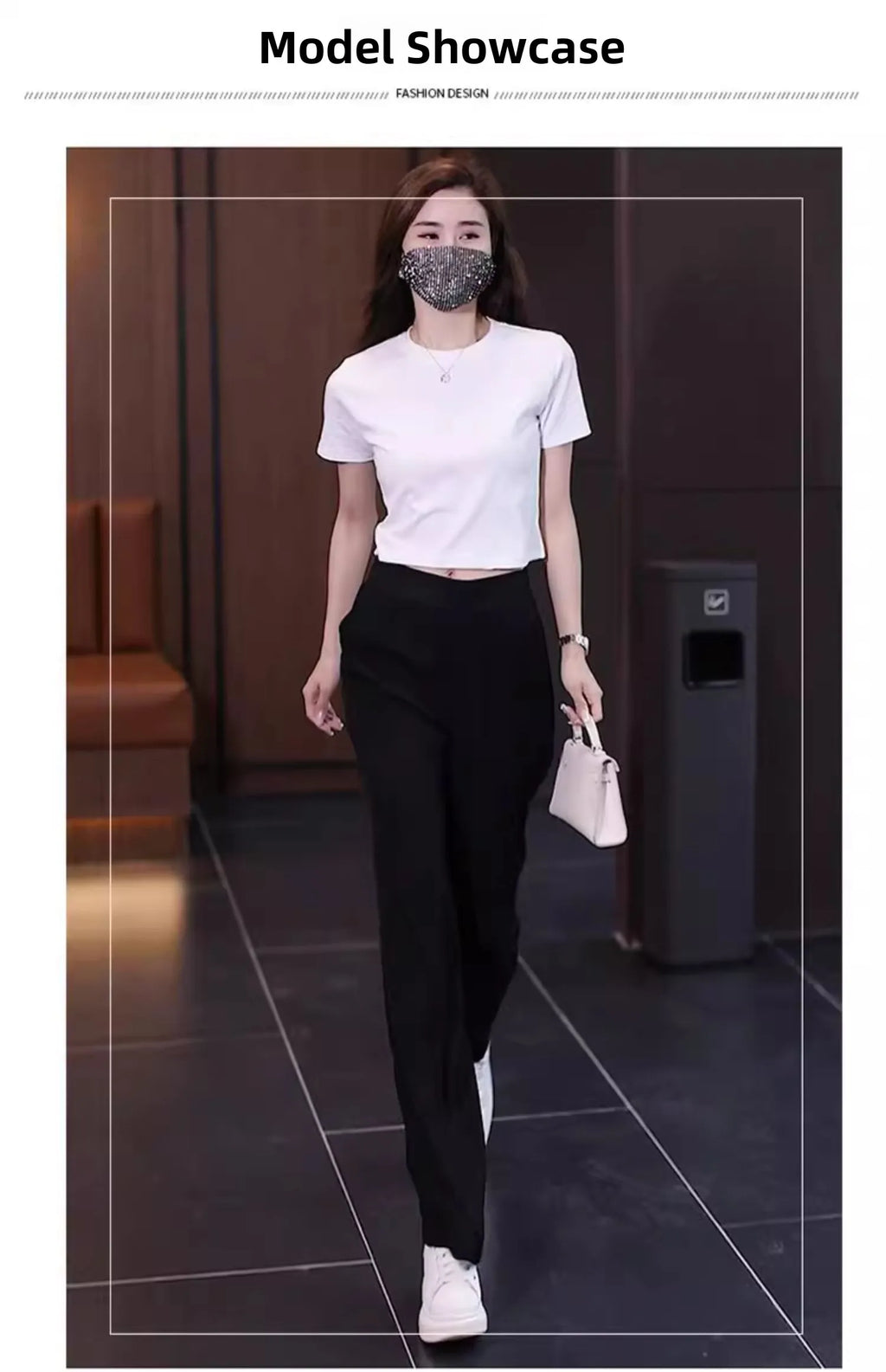 Women's Ice Silk Wide Leg Pants - High Waist Loose Casual Trousers