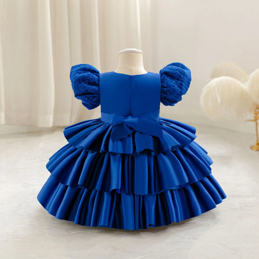 HETISO Plaid Flower Girls Christmas Party Dress with Bow Elegant Birthday Gown for Kids 0-4 Years Children Birthday Frocks