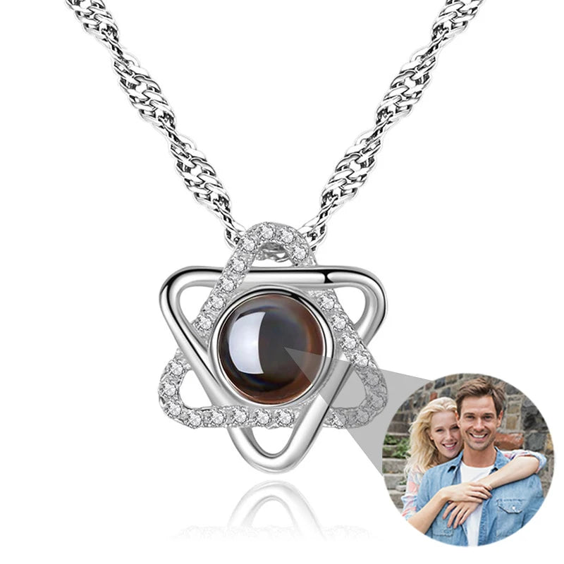 Custom Photo Projection Necklace With I Love You In 100 Languages Personalized Gift For Women