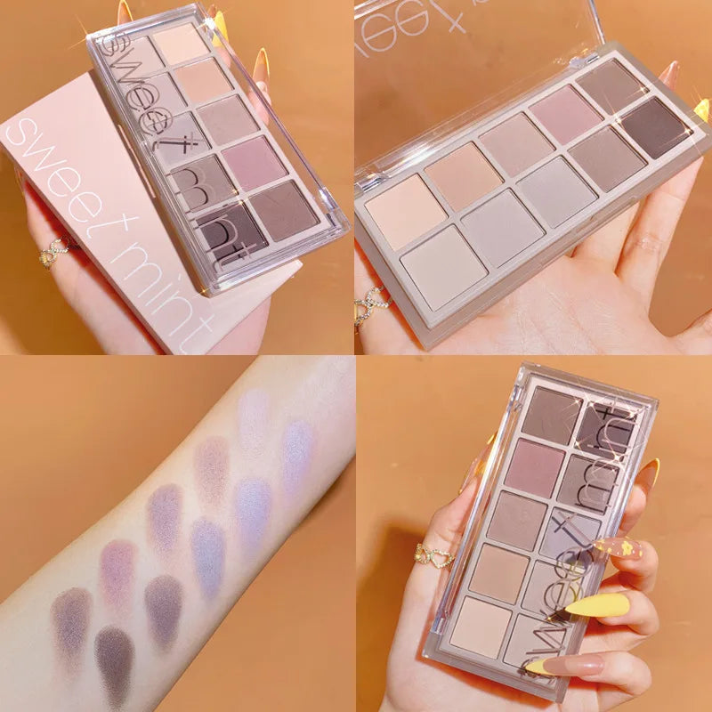 10Color Eye Shadow Palette Pumpkin Earth Tone Matte Pearlescent Shimmer Shiny Sequins Eye Shadow Makeup Pigment Korean Cosmetics