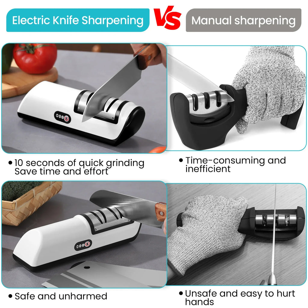 Afilador de Cuchillos Eléctrico de Cocina, Multifuncional Automático Profesional de 4 Velocidades, Accesorios de Cocina