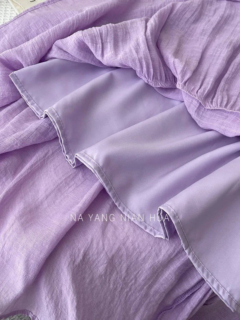 Beiyingni 2025 Summer French Women's Linen Cotton Maxi Skirts Casual Vintage Sashes Korean Long Cake Skirt Female Boho Vacation