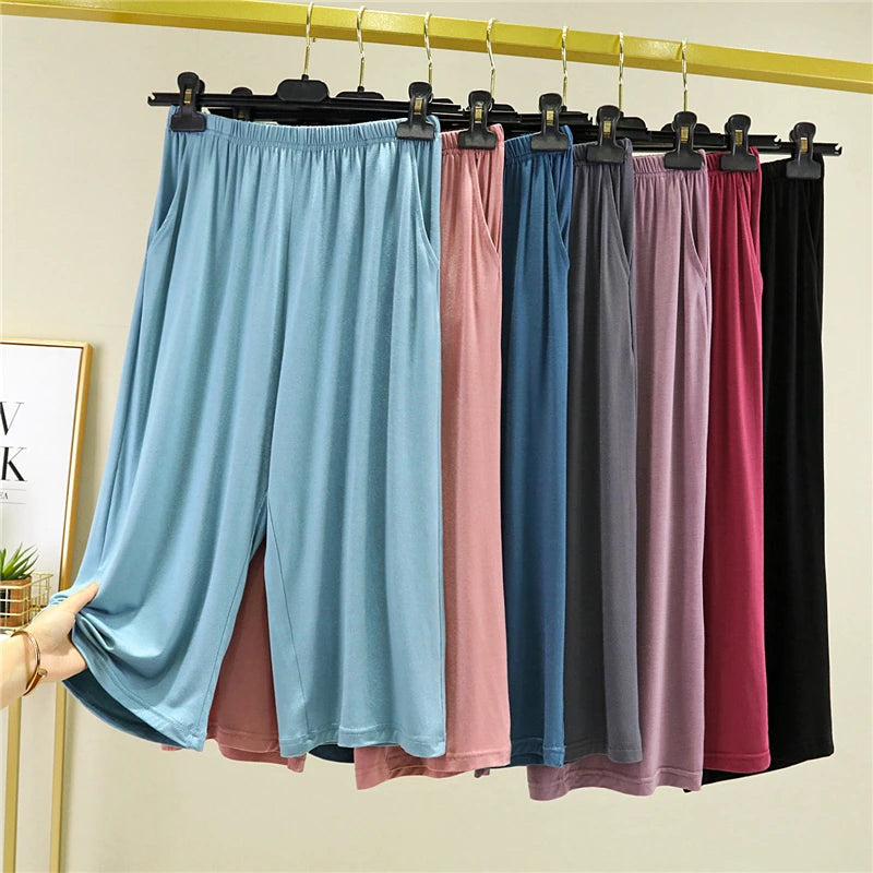 Modal Wide Leg Pants Women's Summer Loose Shorts Thin Casual Pants plus Size Sports Pants Wide Leg Pants Sleepwear