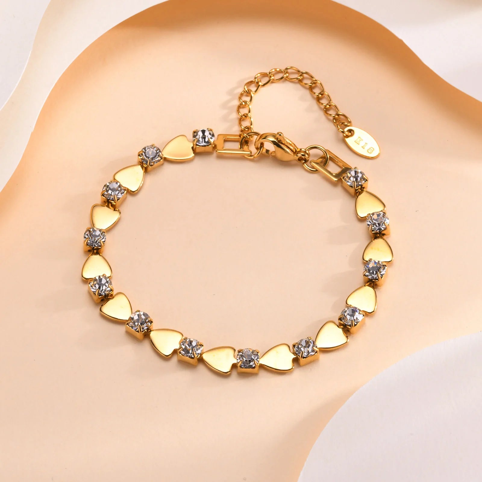 Zirconia Cross Bracelet For Women'S, Stainless Steel 18K Gold Plated Non Tarnish Stylish