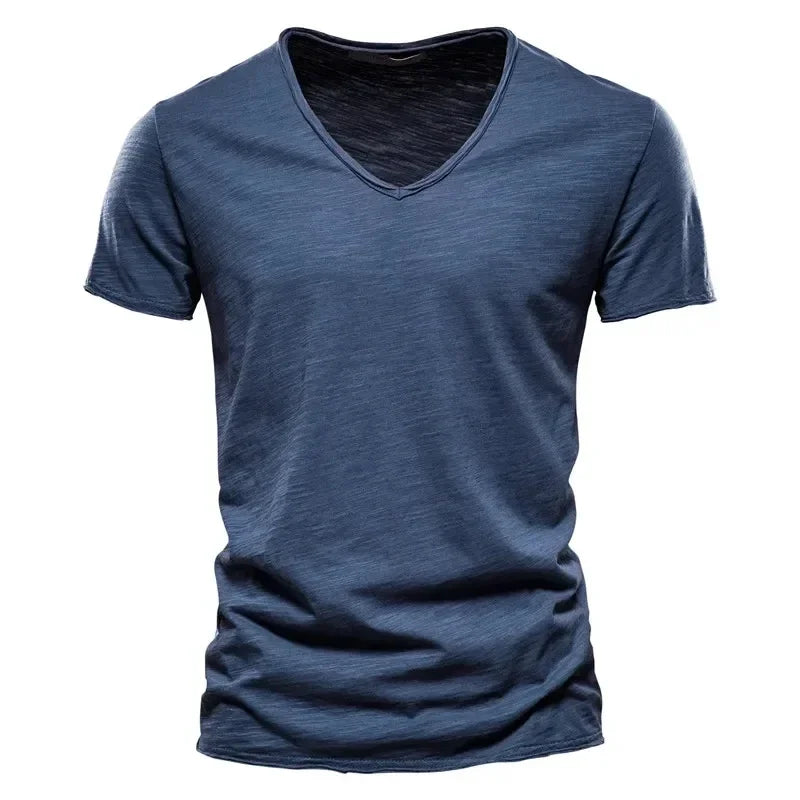 Men's 100% Cotton V-Neck T-Shirt - Short Sleeve Casual Tee S-5XL