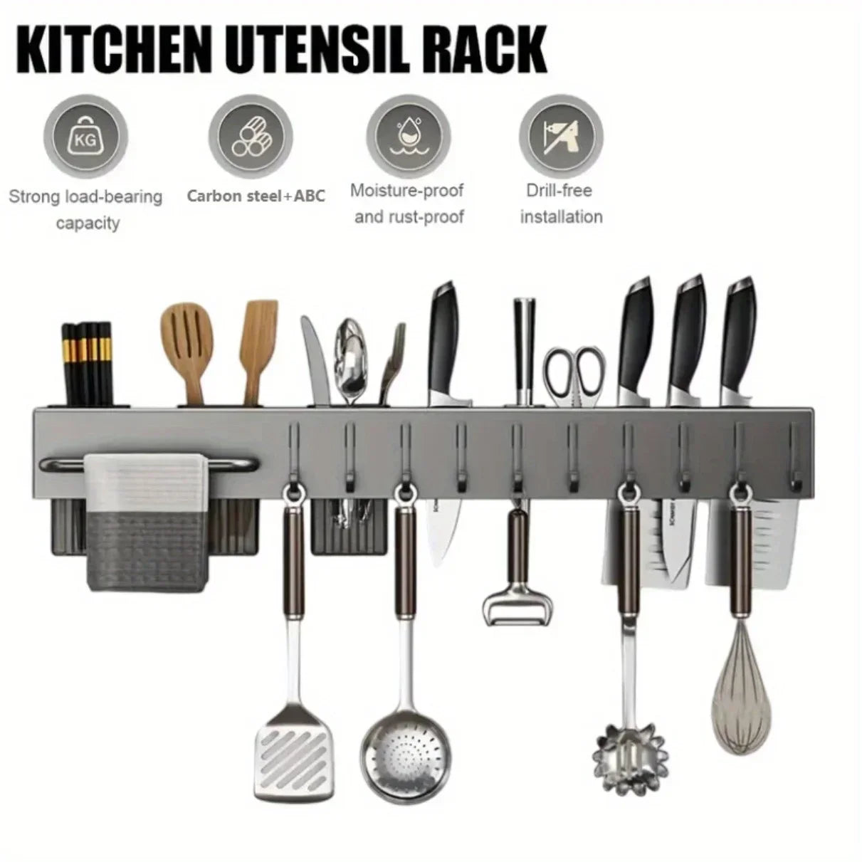 NEW Thiened Kitchen Knife Ra Wall Mounted Chopstis Tube Storage Multi-Function Carbon Steel Kitchen Storage Organizer
