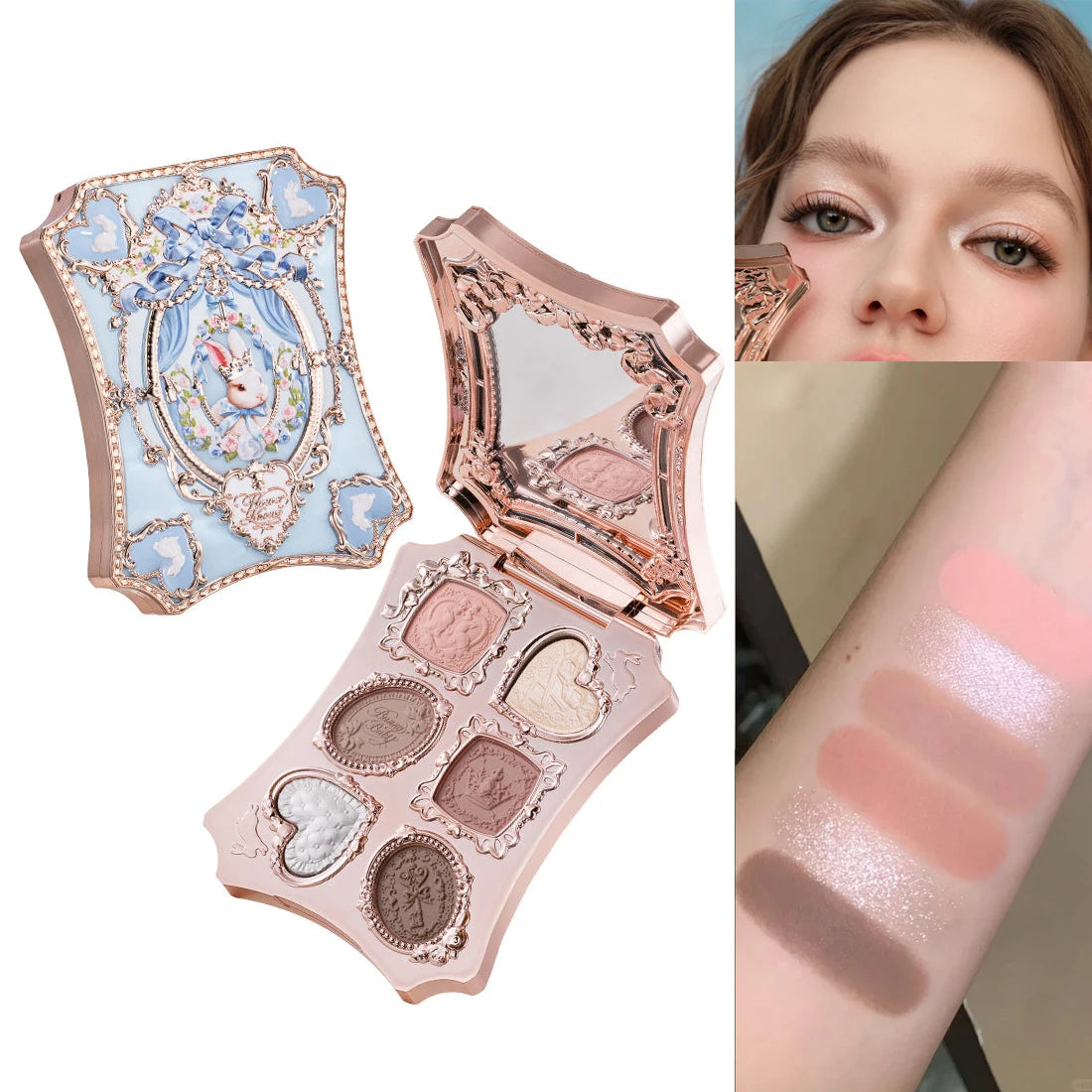 Flower Knows 2026 Bunny Garden Eyeshadow Palette Cute Rabbit Themed All-In-One Cosmetic Collection with Blush & Highlight