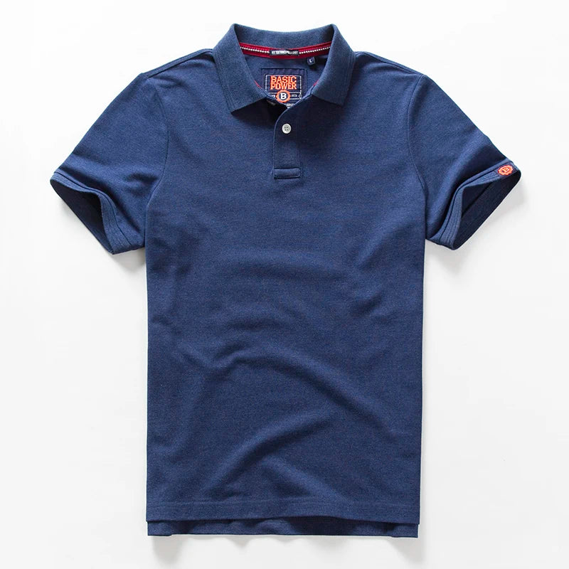 Summer New American Retro Knitted Solid Color Pearl Cotton Polo Shirts Men'S Fashion Washed Short Sleeve Lapel Casual T-Shirt