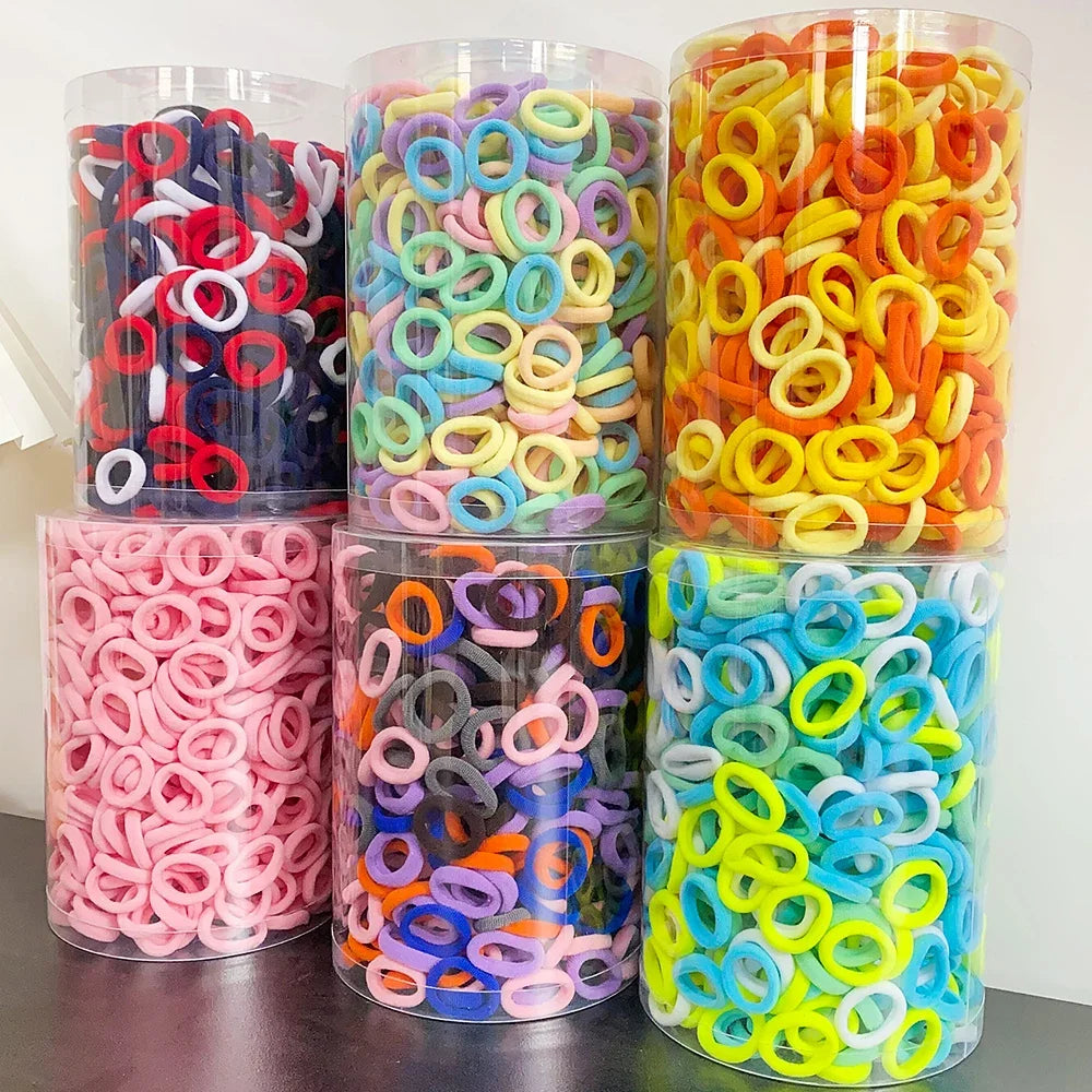 20/50/100Pcs Colorful Basic Nylon Ealstic Hair Ties For Girls Ponytail Hold Scrunchie Rubber Band Kids Basic Hair Accessories