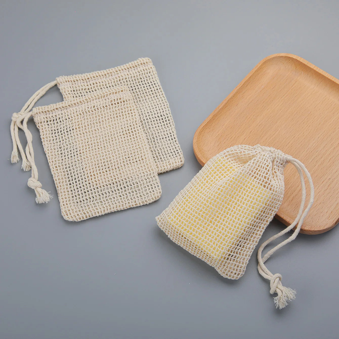 Natural Cotton Soap Saver Bag – 3-Pack Eco-Friendly Mesh Pouch for Lathering & Body Cleansing
