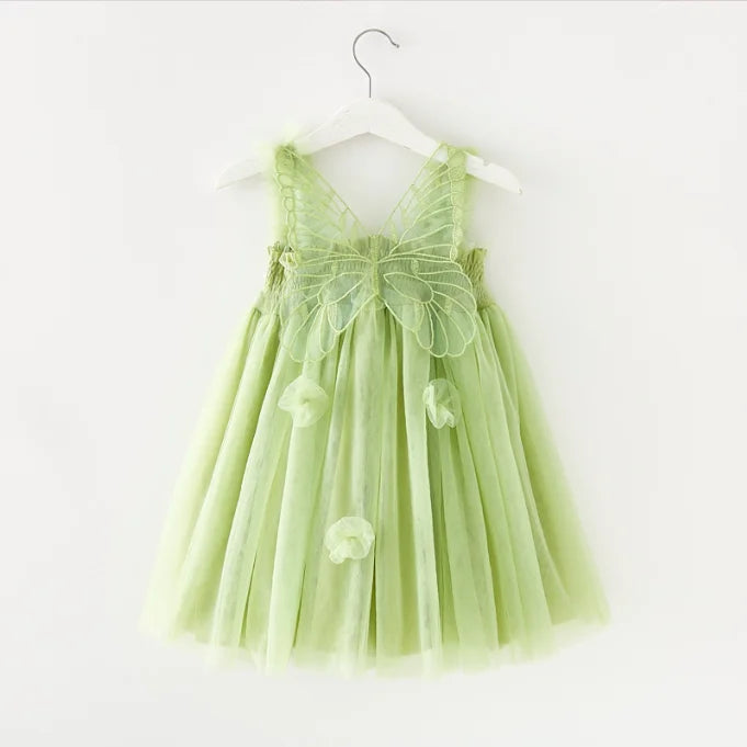 Baby Girls Tutu Gauze Butterfly Children's Dress Mesh Suspender Dress 3D Wing Fairy Lovely Baby Princess Dress Birthday Vestidos