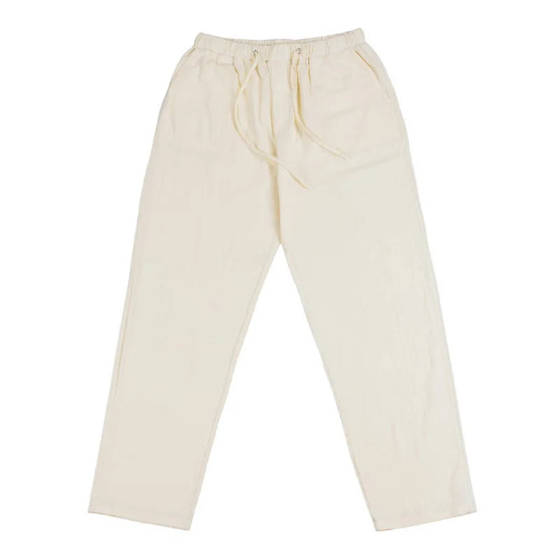Spring Linen Wide Men Pants Korean Trousers Oversize Cotton Streetwear Male New Yoga Pants Casual Men Clothing Sweatpants