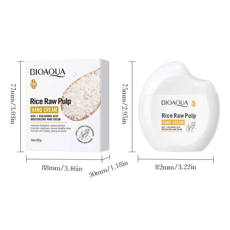 Travel Size Rice Extract Serum Hand Cream 60g - Deep Moisturizing Hand Cream for Dry Rough Hands, Hydrating & Smoothing Care