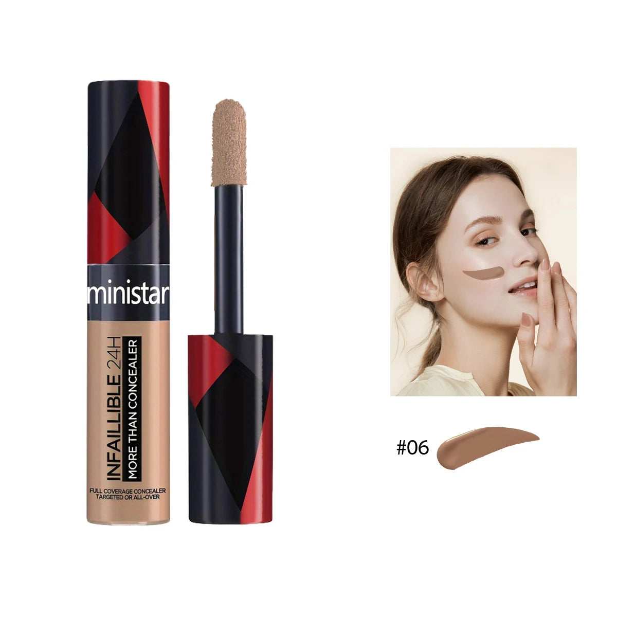 1pc full coverage concealer, waterproof, sweat proof, stain resistant, durable, creating a perfect skin makeup look