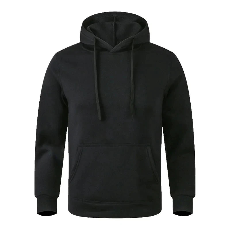Unisex Fleece Hoodie - Casual Pullover Sweatshirt Black White
