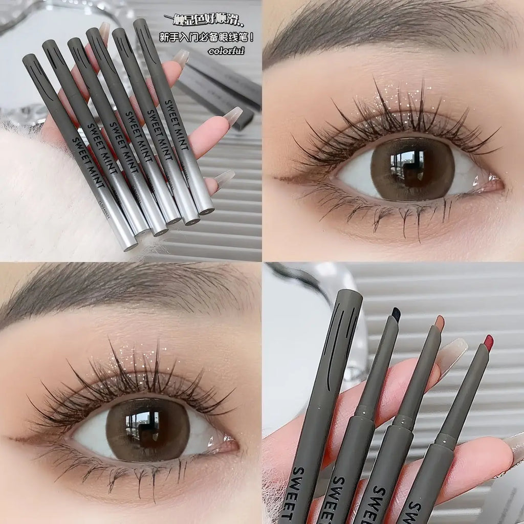 Slim Lying Silkworm Eyeliner Gel Pen Waterproof Non-smudging Eye Liner Pencil Lasting Black Brown Easy Wearing Eyeliner Gel Pen