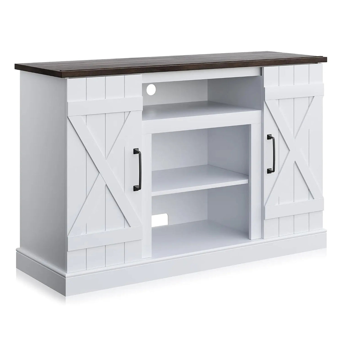 Industrial 47 Inch Rustic Wood TV Stand & Media Console for TVs up to 50 Inch with Open Storage Shelves & Cabinets, Customized