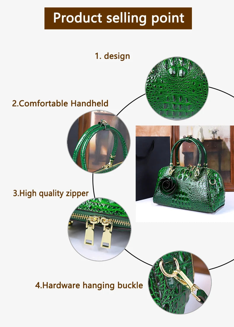 Crocodile Pattern High-End 2025 New Retro Fashion Handbag, Large-Capacity Texture, Single-Shoulder Crossbody Bag, Pillow Bag