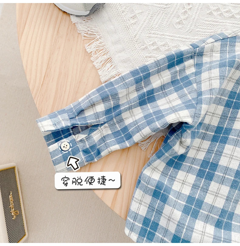 IENENS Kids Shirt Clothes Spring Thin Blouses Clothing Infant Boy Plaid Cotton Tops 1 2 3 4 Years Kids Long Sleeves Shirt