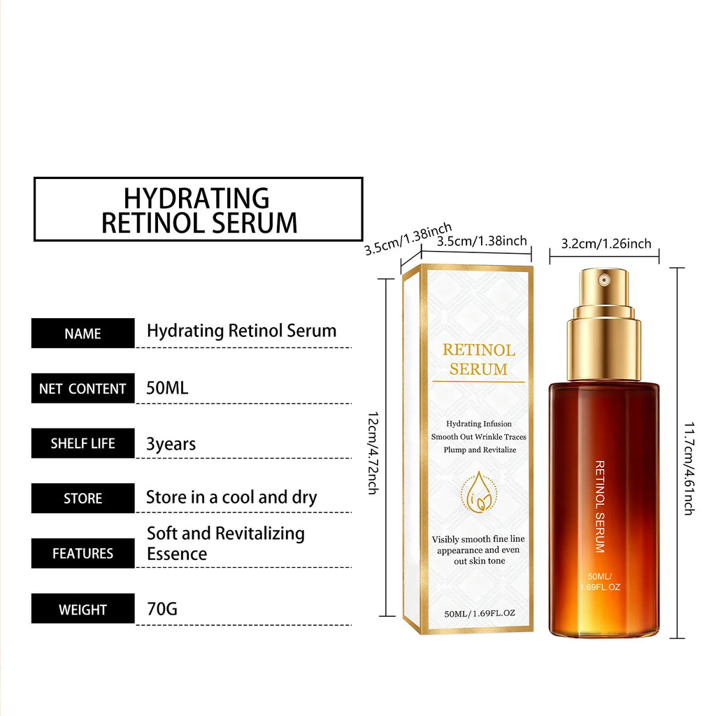 Retinol Facial Serum Moisturizing Soothing Skin Shrink Pore Reduce Fine Line Fade Dark Spot Brightening Lightweight Face Essence