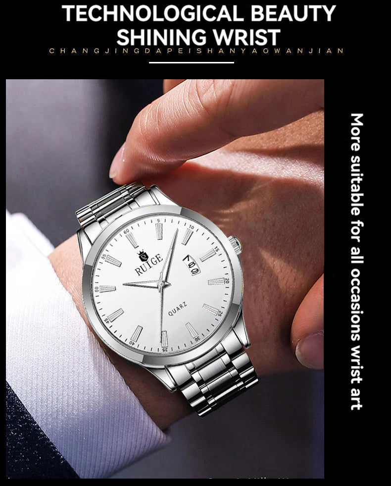 RUIGE Fashion Men's Watch Roman Scale Minimalist Men's Famous Watch Night Glow Waterproof Trendy Watch
