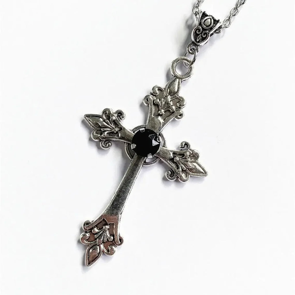 Punk Crystal Cross Pendant Necklace Women'S'S Gothic Clavicle Necklace Necklace Aesthetic Jewelry Bijoux Gifts