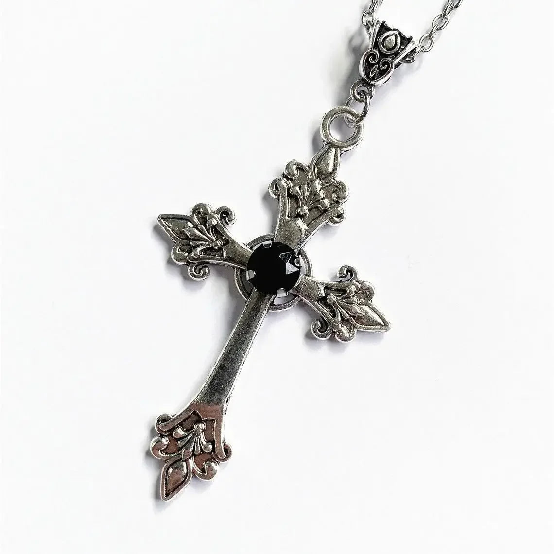 Punk Crystal Cross Pendant Necklace Women'S'S Gothic Clavicle Necklace Necklace Aesthetic Jewelry Bijoux Gifts