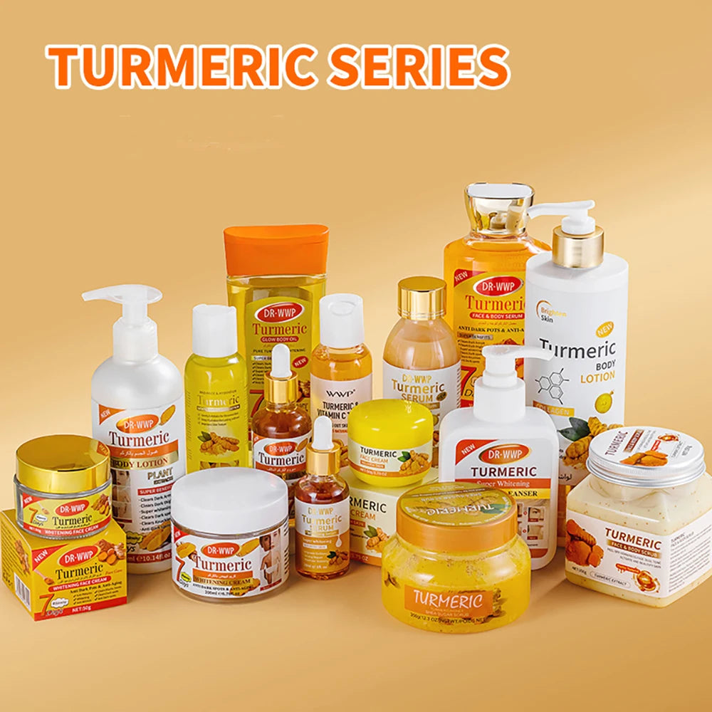 Turmeric Facial Serum Skincare Moisturizing Facial Exfoliating Body Lotion Hydrating Brightening Skin Softening Body Care Scrub