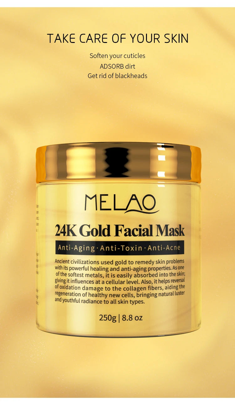 MELAO 24K Gold Collagen Facial Mask - Moisturizing Mud Mask 250g
