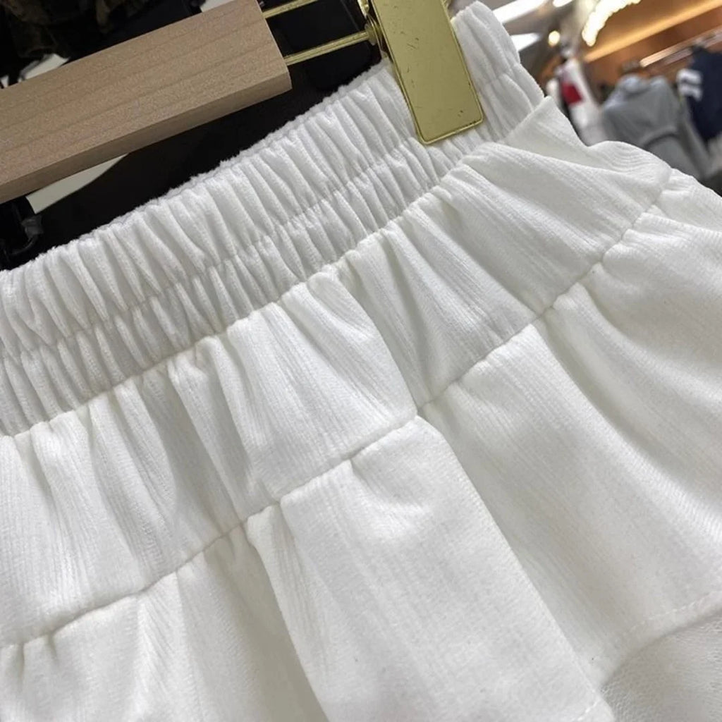 Korean Chic Y2K Sweet Girl's White Princess Mini Skirt Ballet-style Tiered Skirt Elastic High Waist Cake Skirt Shorts All-match