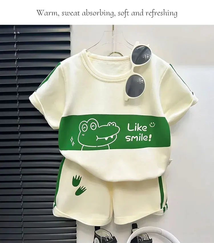Children's Summer 2-Piece Cotton T-Shirt and Shorts Set - Unisex