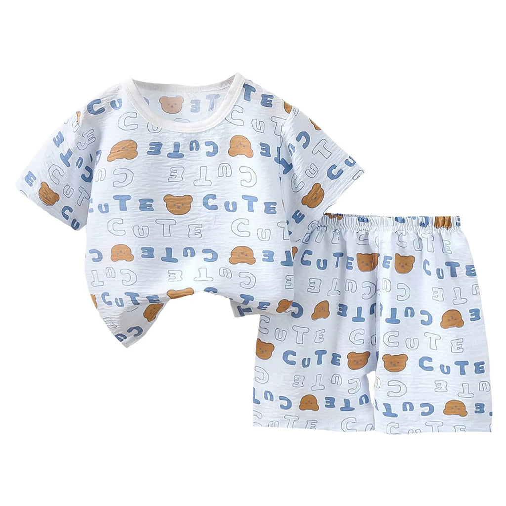 Baby Boy Set Summer Boys Short Sleeved Shorts Loose Stylish Two Piece Suits Girls Short Sleeved Suits Home Clothes 한국 아동복 2025