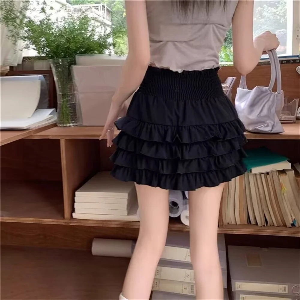 Women High Waist Pure Slim Summer College Popular Simple Sexy Sweet Girls Fashion Clothes 2024 New Korean Ball Gown Mini Skirts