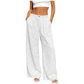 Women's Wide Leg Trousers - Lightweight Solid Casual Pants with Pockets